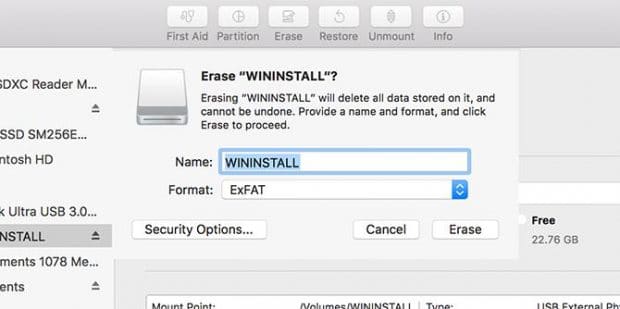 erase wininstal 1 1 - آموزش نصب ویندوز ۱۰ روی مک 